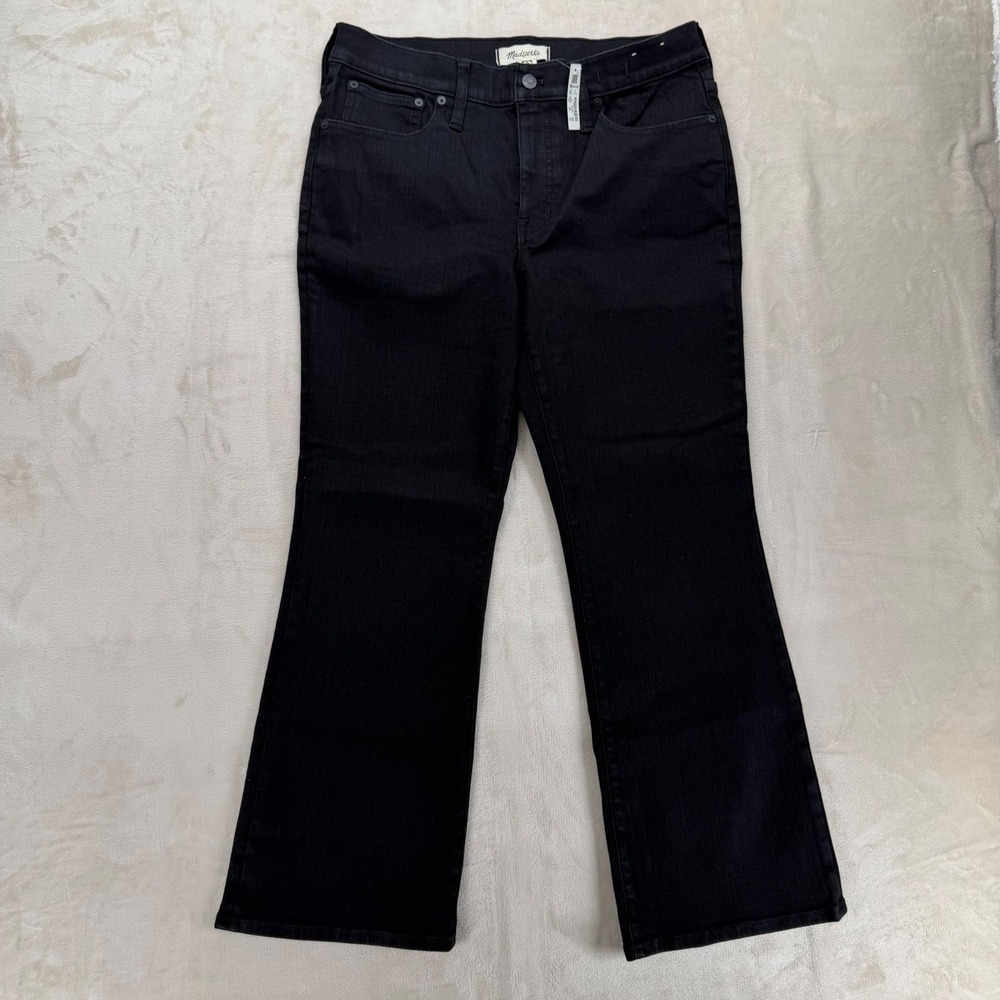 Madewell Mid-Rise Kick Out Jeans Womens 31 Black NEW Cropped Flare NM320